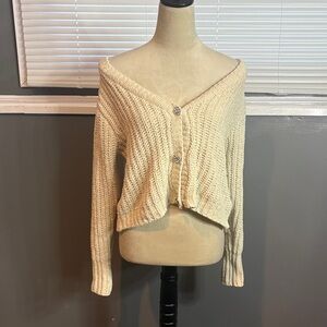 Derek Heart Off-the-Shoulder Cream Sweater